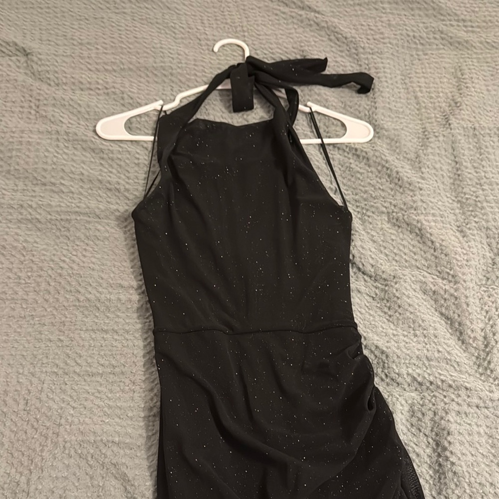 Black Halter Neck Dress with Sparkle Detail
